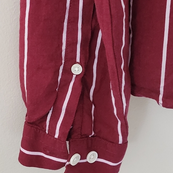 ASOS DESIGN Boxy Striped Shirt in Burgundy Red L - Picture 5 of 10